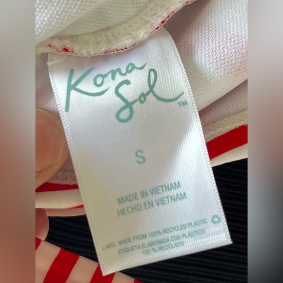 Kona Sol Red & White Striped One-Piece Swimsuit | Tie Back | Size Small - Picture 5 of 6